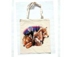 Tote Bag 3 Wolves Natural
