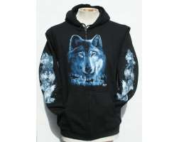 Hoodie Wolf Face Blue Pack