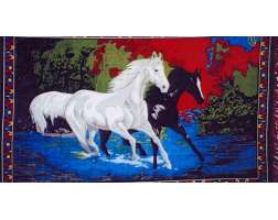 Wall Rug Horses Black/White