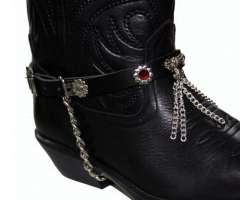 Kiltie Boot Straps Black Red