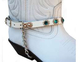 Rhinestone Boot Strap Wh/Turq