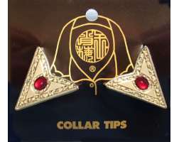 Collar Tips Gilt  Red Gem