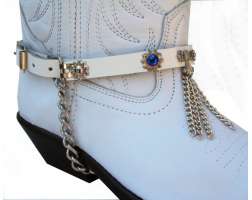 Kiltie Boot Straps White Blue
