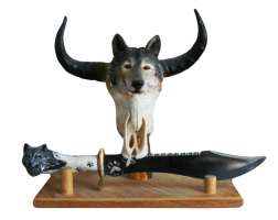 Bowie Knife Wolf Skull