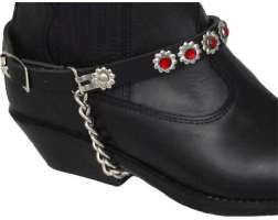 Rhinestone Boot Strap Blk/Red