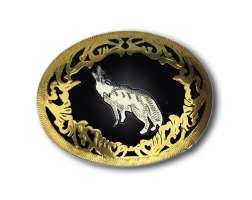 German Silver Wolf Buckle 1133