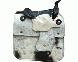 Saddle Handbag Black Cowhide B