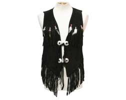 Ladies Waistcoat Black Suede