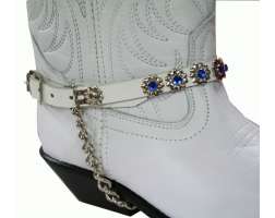 Rhinestone Boot Strap Wh/Blue