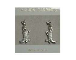 Diamante Boot Earings Silver USA