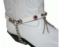 Kiltie Boot Straps White Red