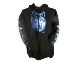 Hoodie Wolf Face Blue