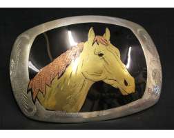 German Silver Horse Buckle1136