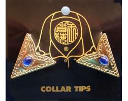 Collar Tips Gilt  Blue Gem
