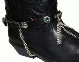 Kiltie Boot Straps Black Turq