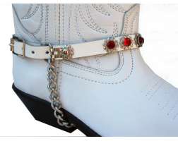 Rhinestone Boot Strap Wh/Red