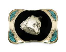 German Silver Wolf Buckle