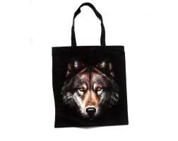Tote Bag Wolf Head Black