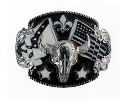 Silver Skull Flag Buckle