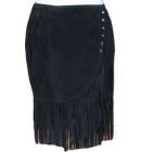 Suede Fringed Short Skirt Blk