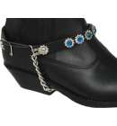 Rhinestone Boot Strap Blk/Turq