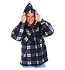 Hooded Fleece Blue Check
