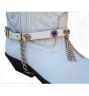 Kiltie Boot Straps White Blue