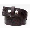 Leather Belt 1.5 inch Brown Leaf Scroll