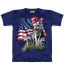 Mountain TShirt Wolf USA Flag