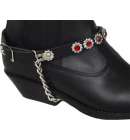 Rhinestone Boot Strap Blk/Red
