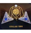 Collar Tips Silver  Blue Gem