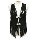 Ladies Waistcoat Black Suede