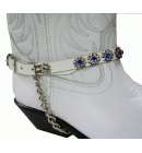 Rhinestone Boot Strap Wh/Blue