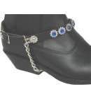 Rhinestone Boot Strap Blk/Blue