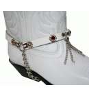 Kiltie Boot Straps White Red