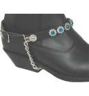 Rhinestone Boot Strap Blk/Turq