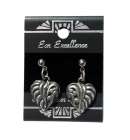 Earings Pewter Diamond Cut Heart