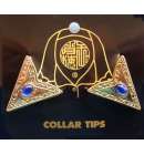 Collar Tips Gilt Blue Gem Collar Tips Gilt Blue Gem