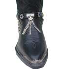 Kiltie Boot Straps Blk Blue